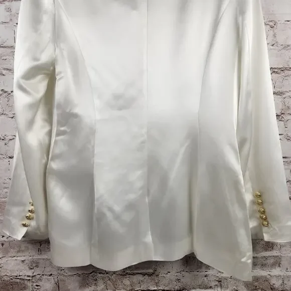Retrofete Saige Double Breasted Blazer in Ivory Size XL NWT Satin Gold Button - Picture 9 of 14